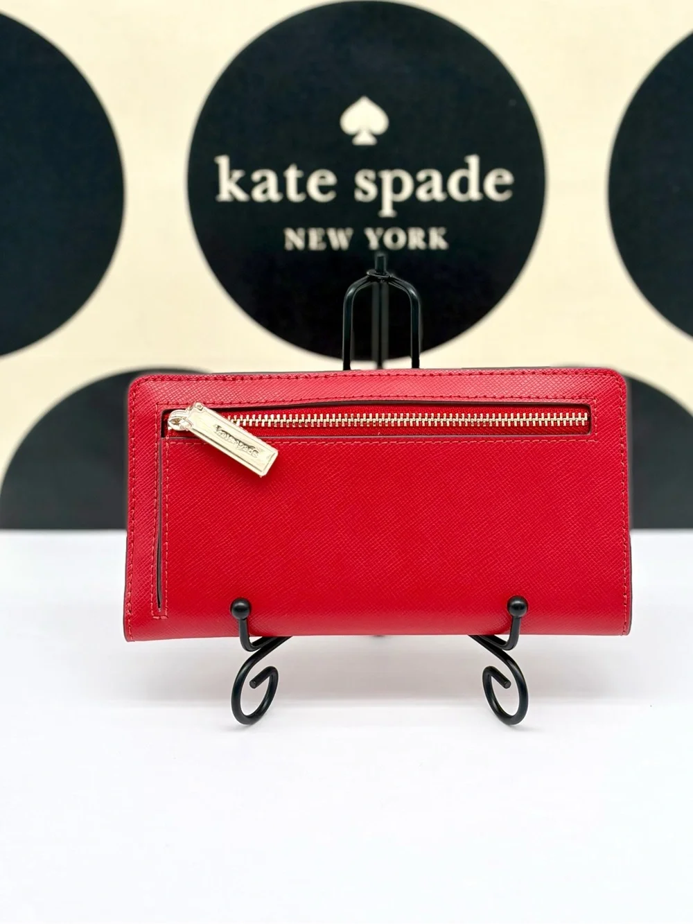 Kate Spade Large Madison Slim Bifold Wallet Red NWT